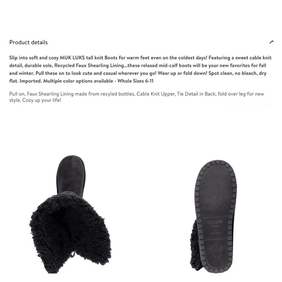 Muk Luks Fold Over Cable Knit Boots 6W - Picture 7 of 7